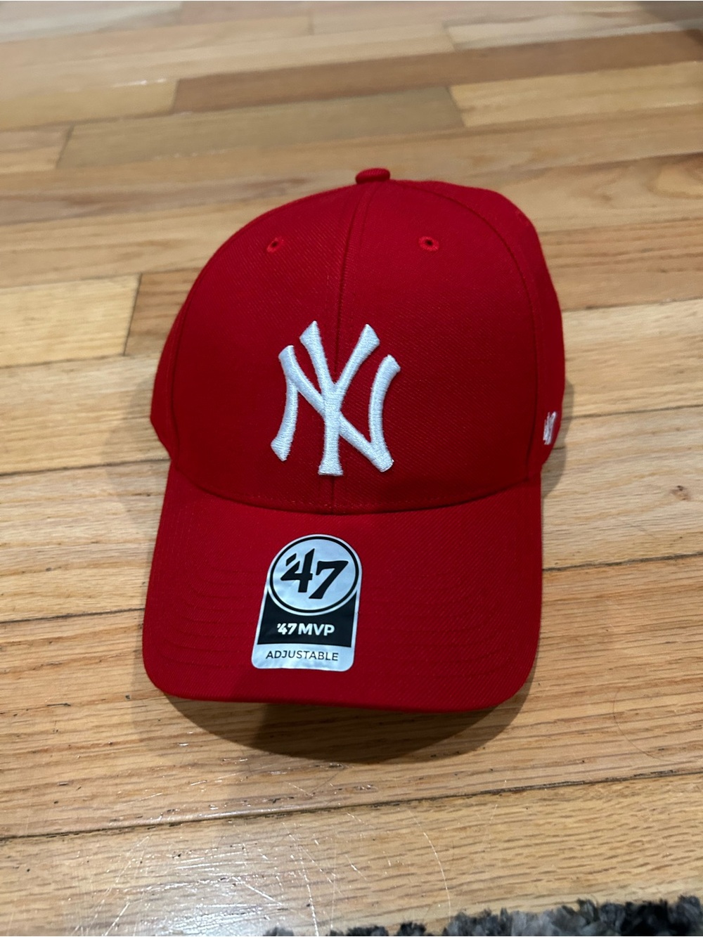 '47 Red New York Yankees Adjustable Hat with White Logo
